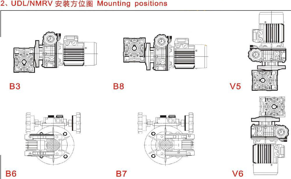 speed variator reducer UD combined worm gearbox with electric motor